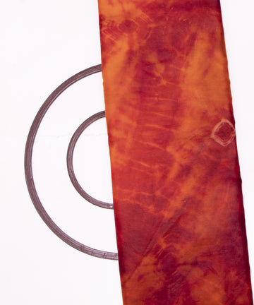 Rust Colour Tie Dye Print Organza Fabric